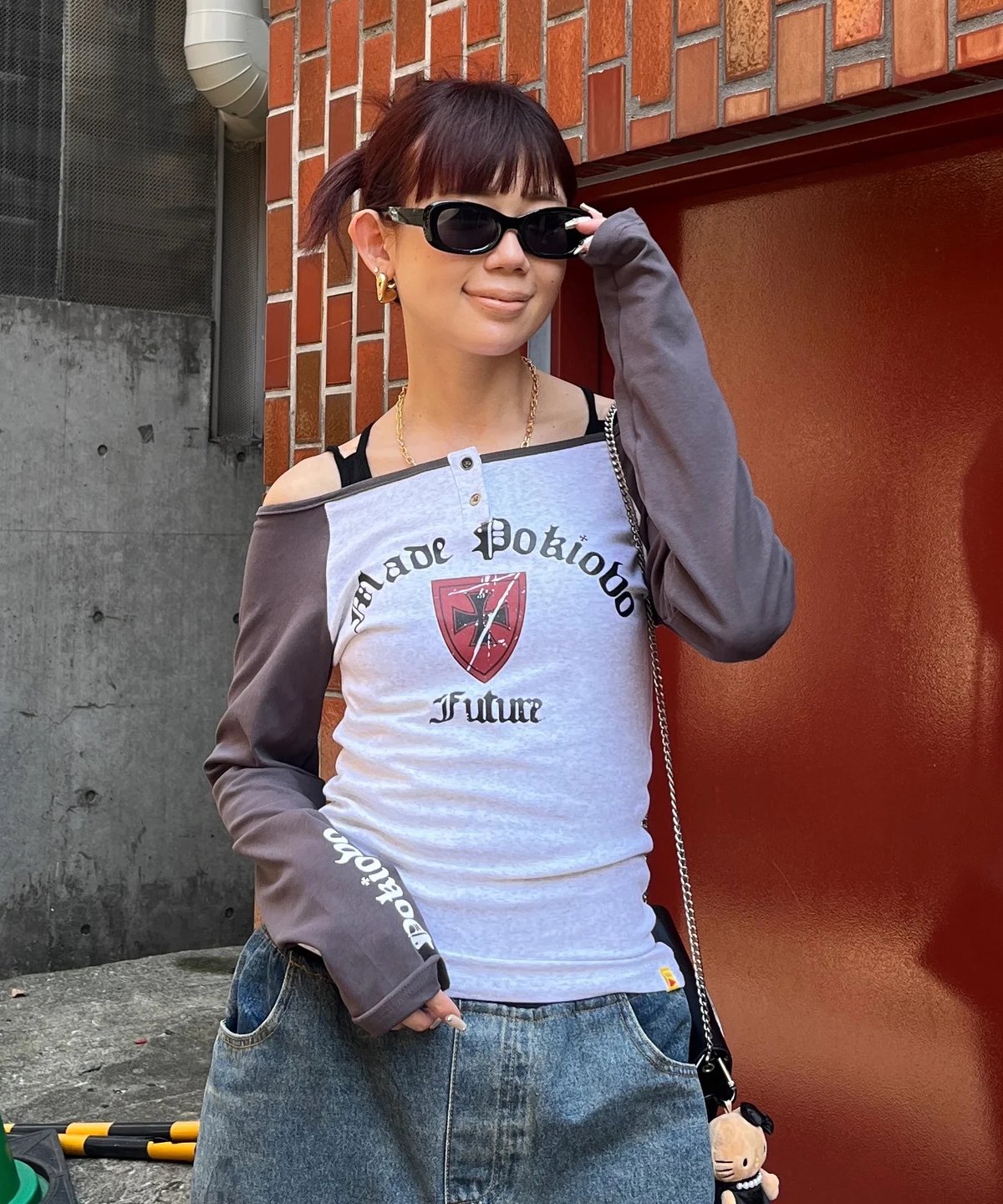 オフショルラグランロンT｢SLASH｣#Ri0849 | Miney