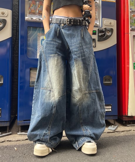 一葉様ハンドメイド♡デニムフリンジポニー 濃いデニム 水色① CATEGORY DENIM PANTS | Miney