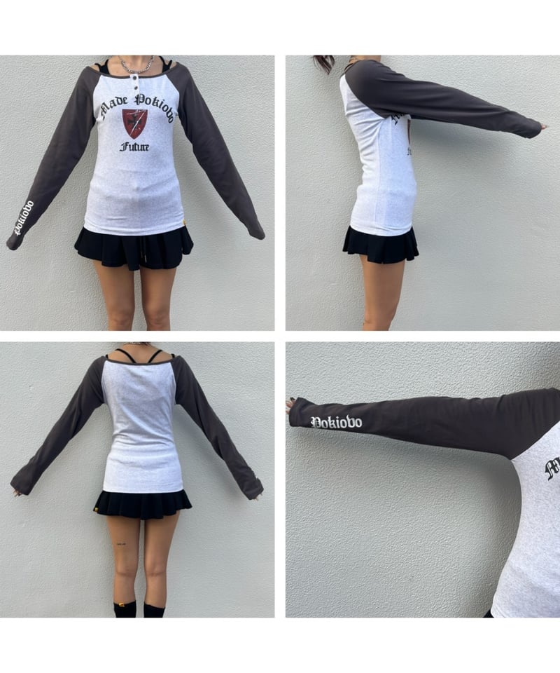 蘭々 オフショルラグランロンT｢SLASH｣#Ri0849 | Miney