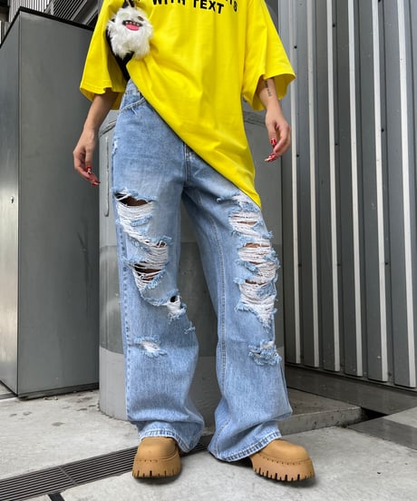 miney マイニー　ブリーチデニム「DAMAGE」カーキ　新品未使用 干場別注 S.Slim STR 5pocket USD クロップドデニム – MINIMAL