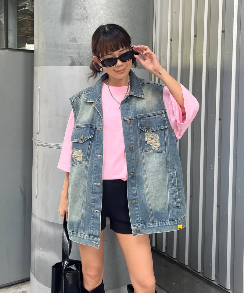ノースリーブDENIMベスト｢EDGE｣#Wo12591885 | Miney