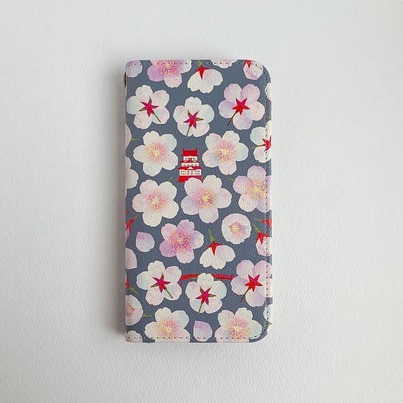 受注］桜咲くお堀端：春宵｜手帳型・帯なし：iPhone・スマホケース