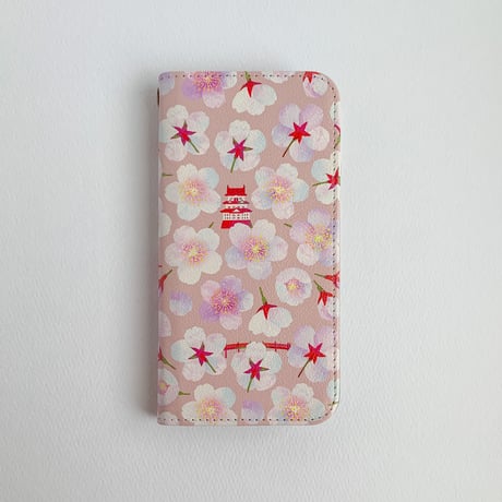 ［受注］桜咲くお堀端：春昼｜手帳型・帯なし：iPhone・スマホケース