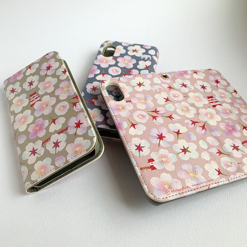 受注］桜咲くお堀端：春昼｜手帳型・帯なし：iPhone・スマホケース