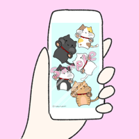 【スマホ壁紙❤️9:16】画面にむぎゅっにゃんこ集合！（水色）