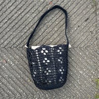 pattern 編み図【チェックなフラワーバック】