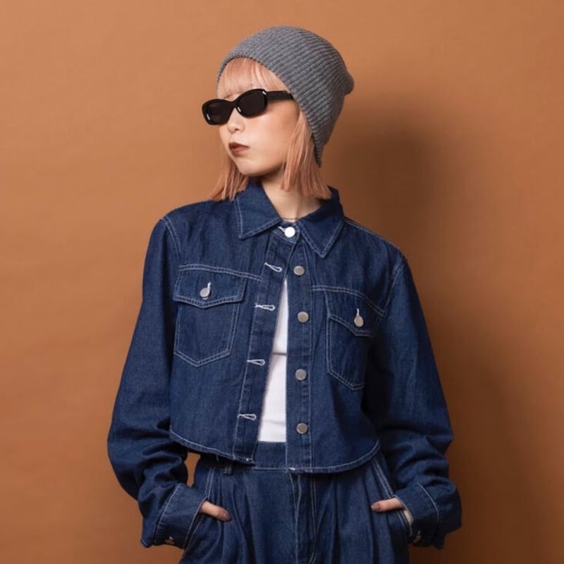white stitch cropped denim jacket ONE WASH | IPSUM white stitch cropped denim jacket ONE WASH | IPSUM