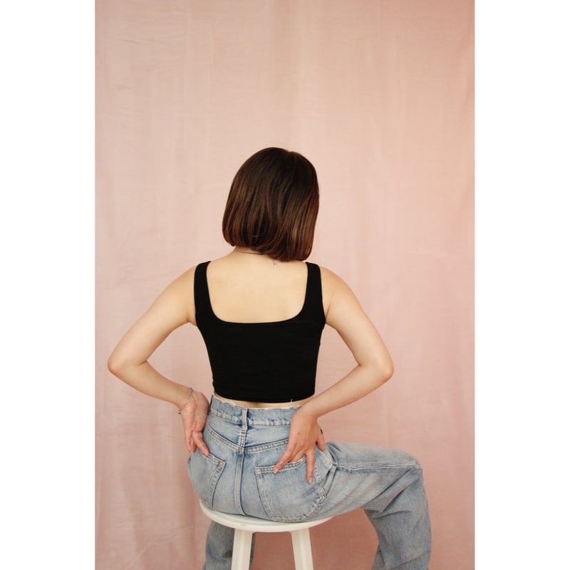 double strap bra top tank BLACK | IPSUM