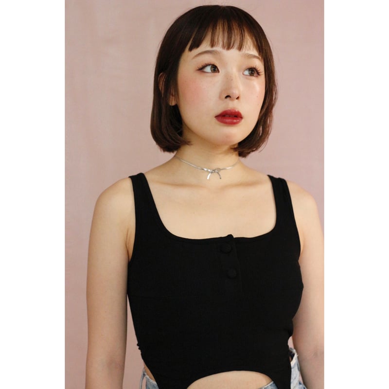 double strap bra top tank BLACK | IPSUM