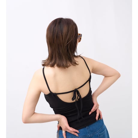 back ribbon bra top camisole  BLACK