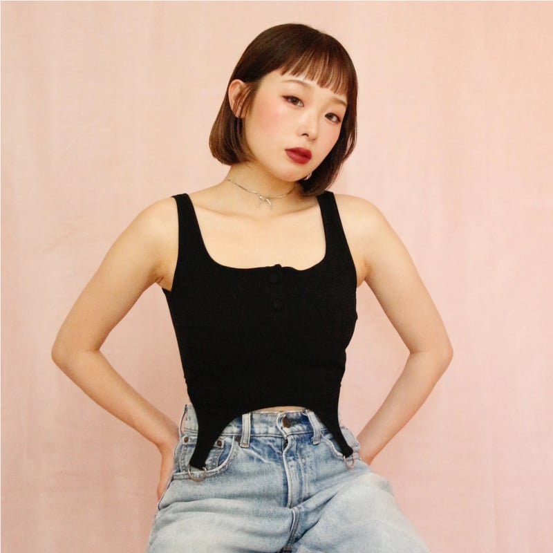 double strap bra top tank BLACK | IPSUM
