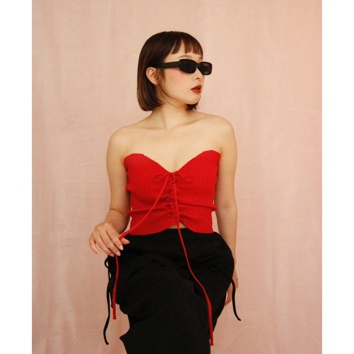 compact knit bustier RED | IPSUM