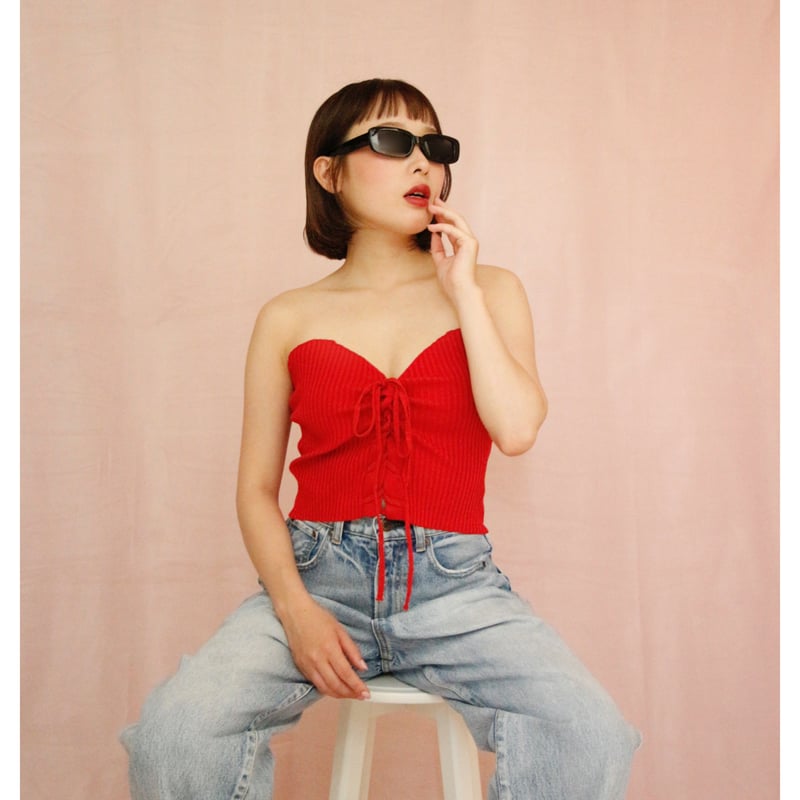 完売品　IRENE  Bustier knit best Irene White Tweed Bustier Top by Priceless