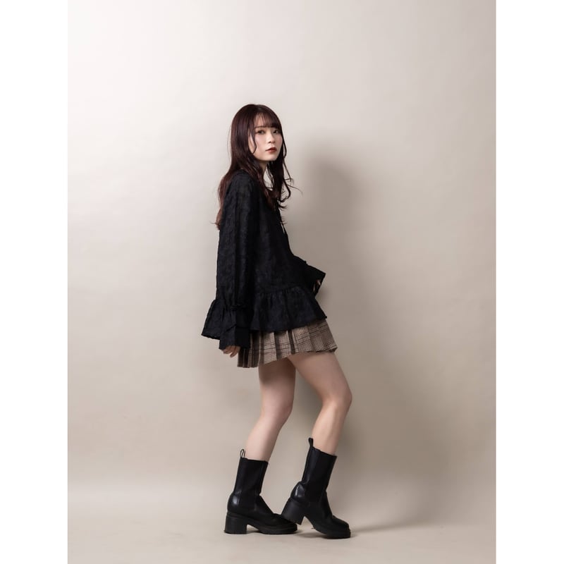 check pleats mini skirt BROWN | IPSUM