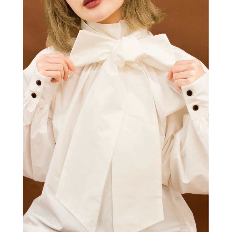 2way big ribbon blouse WHITE | IPSUM