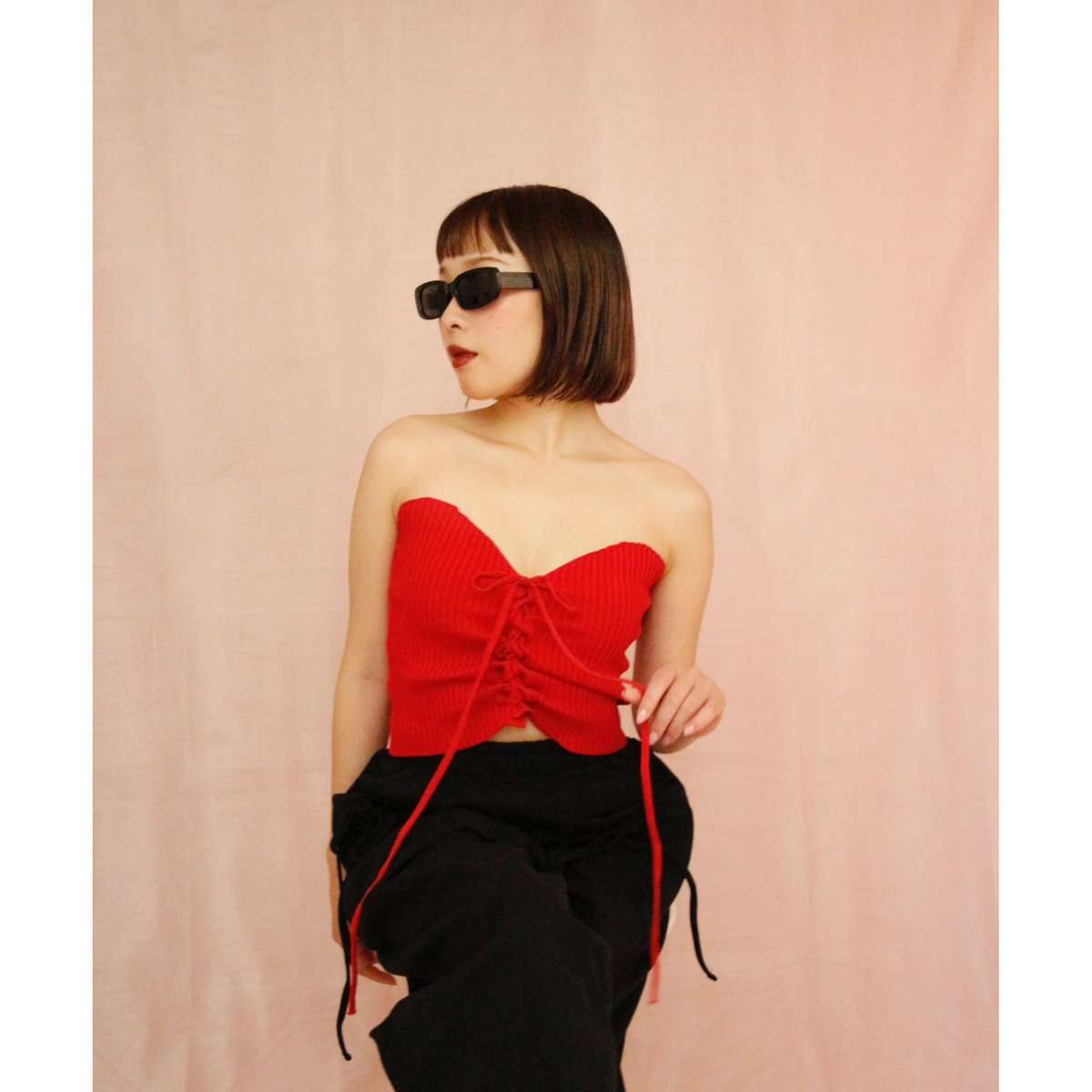 compact knit bustier RED | IPSUM
