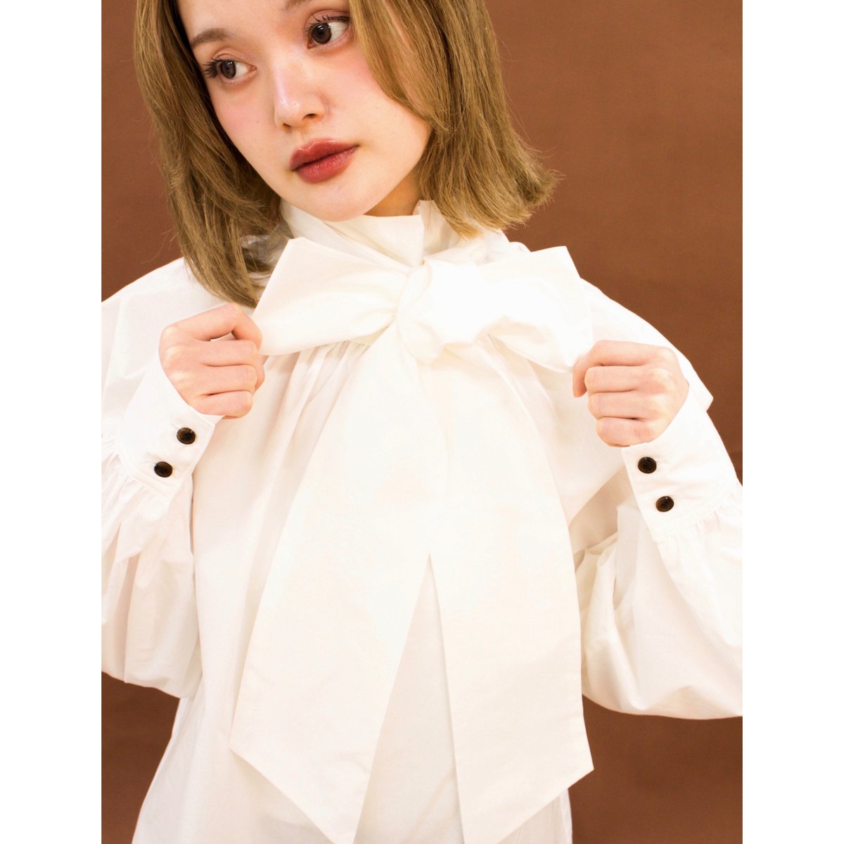 2way big ribbon blouse WHITE | IPSUM