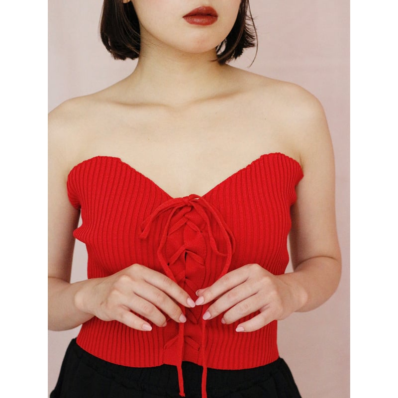 compact knit bustier RED | IPSUM
