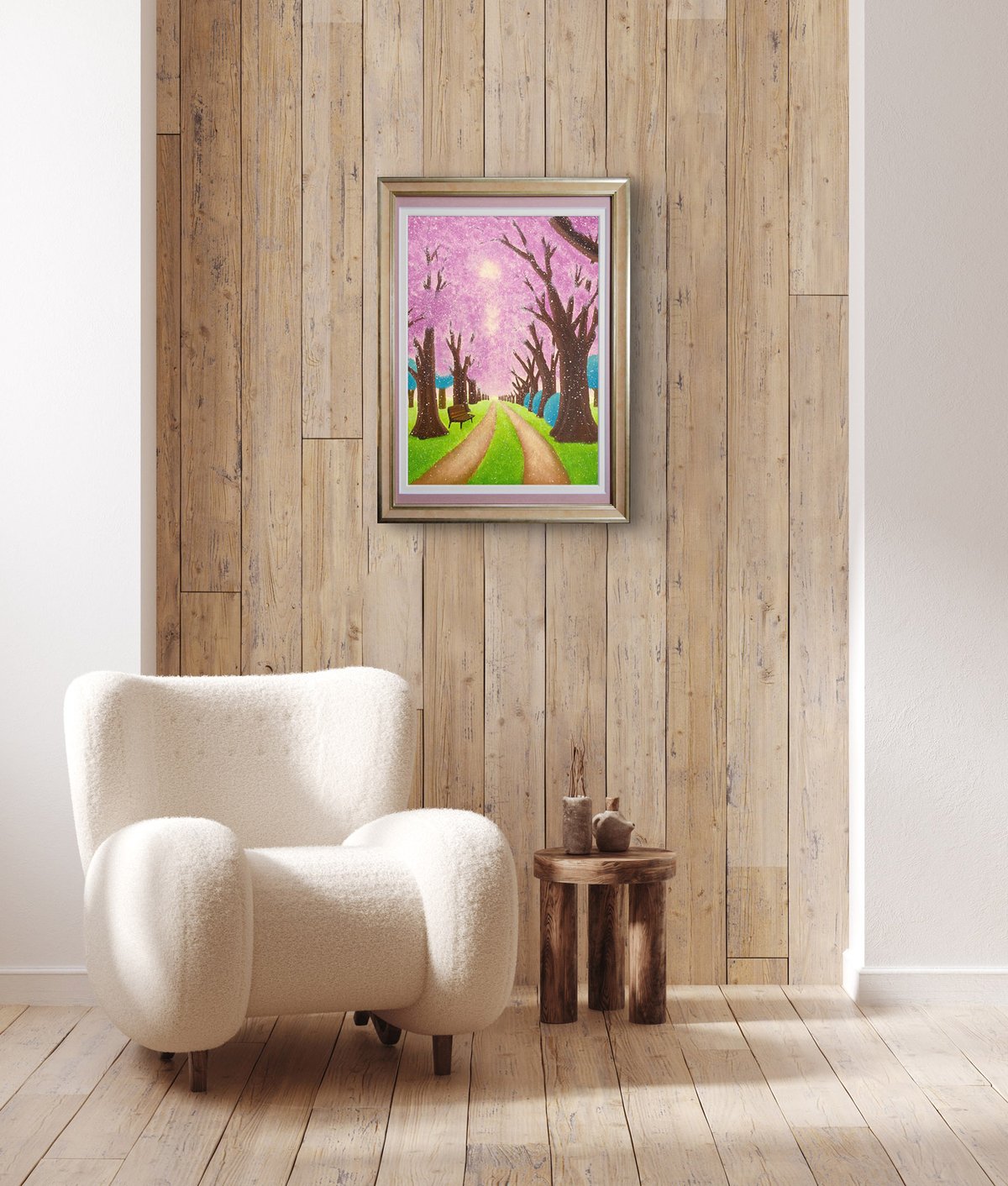 現代アート「桜並木のライトアップ」（3D painting） 現代アート「桜並木のライトアップ」（3Dpainting） 美術品