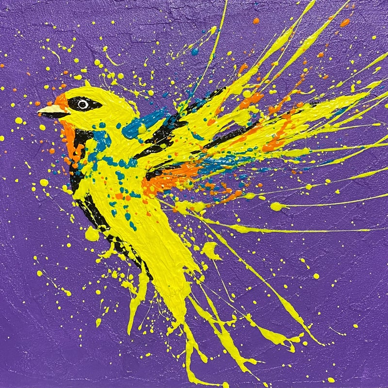 黄色い鳥」/ acrylic on panel | 佐藤雄一 Art Shop