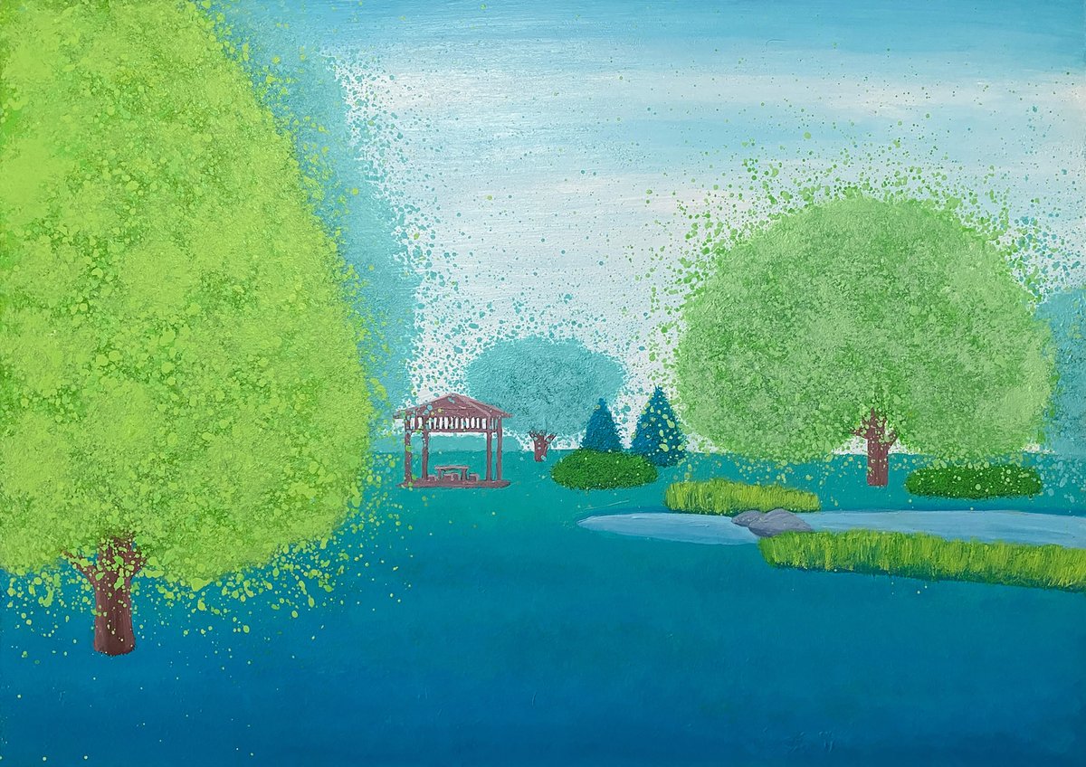 緑の公園 | 佐藤雄一「LANDSCAPES」絵画/送料無料