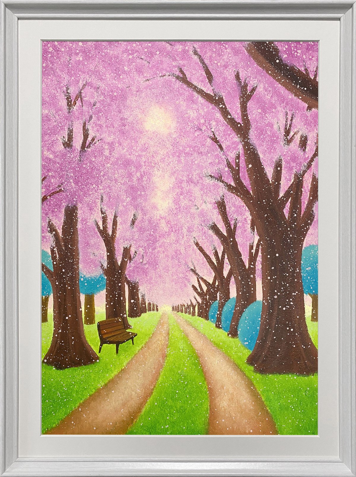 桜並木」/ acrylic on paper | 佐藤雄一 Art Shop