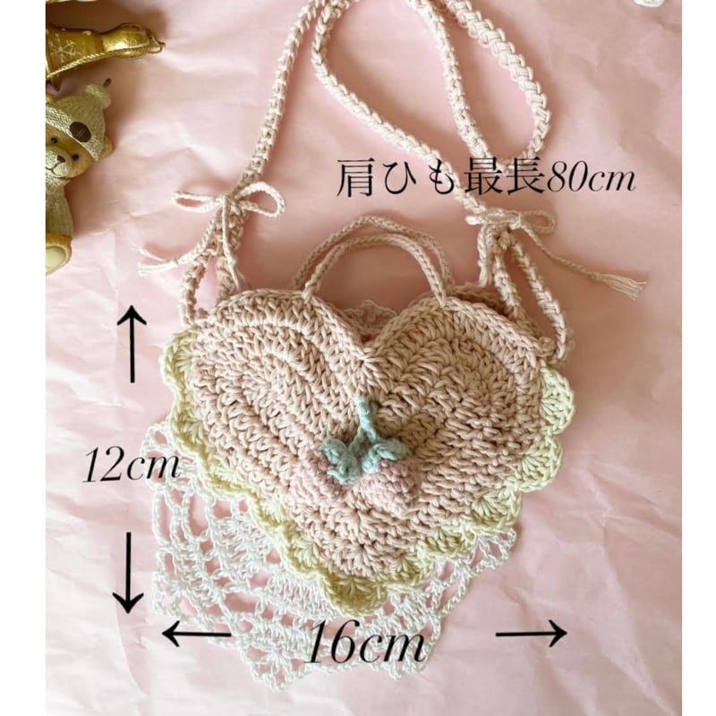 ハート型いちごポシェット(ハート柄ピンク) | Yana mon atelier ハート型いちごポシェット(ハート柄ピンク) | Yana mon atelier