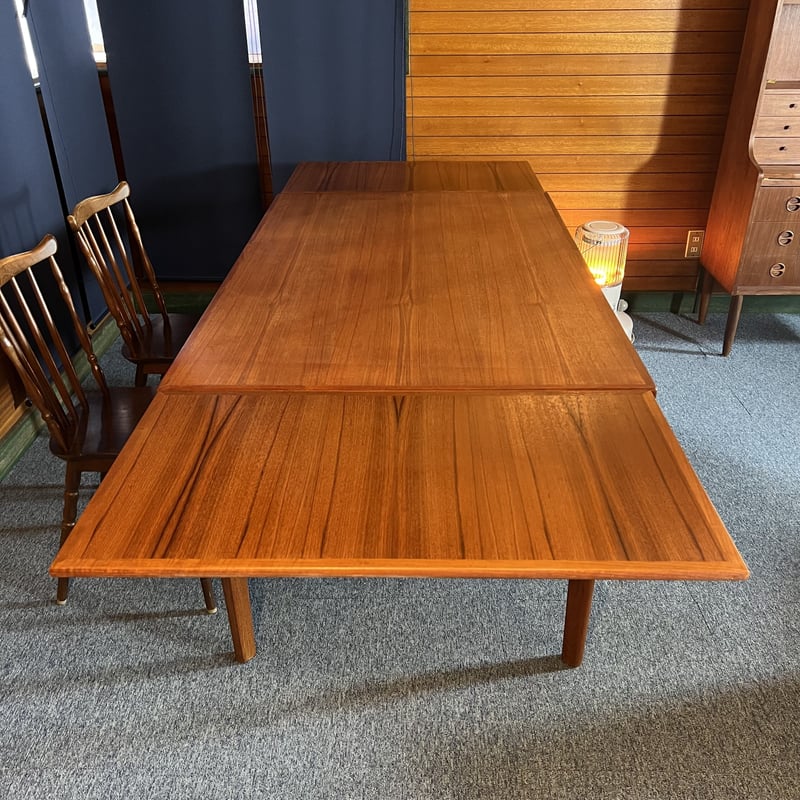北欧ヴィンテージ　デンマーク　チーク　ドローリーフテーブル デンマークヴィンテージ エクステンション ダイニングテーブル