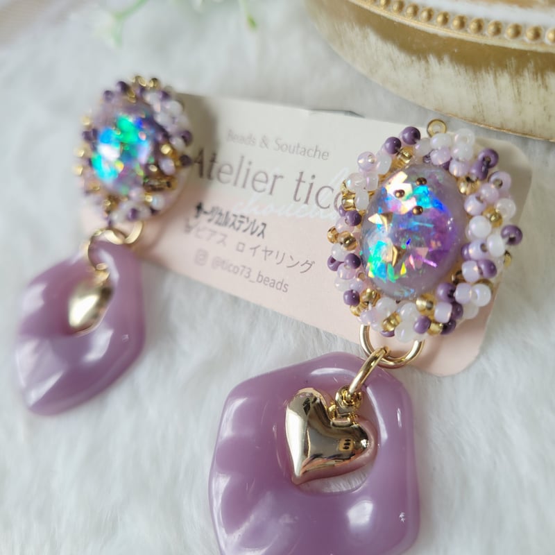 Atelier tico】 ビーズ刺繍 ピアス&イヤリング | 時かざり store