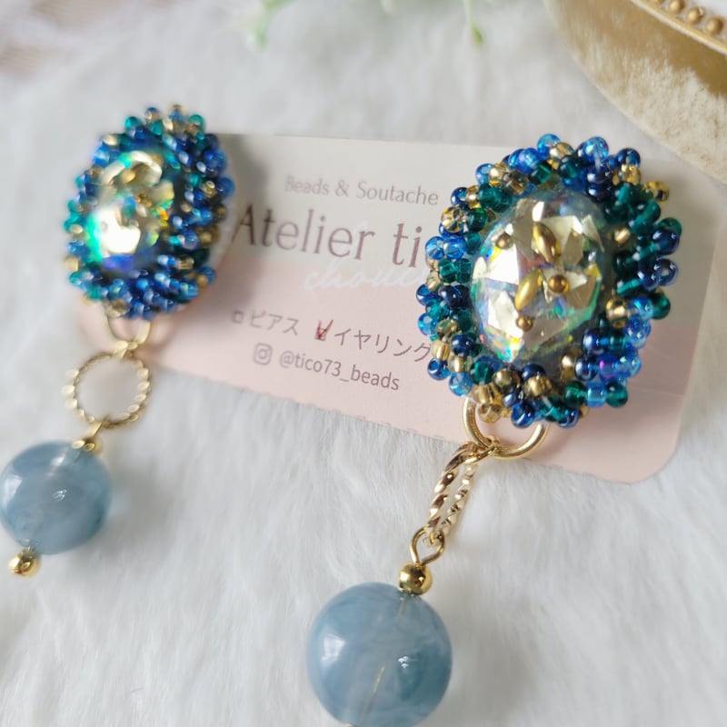 Atelier tico】 ビーズ刺繍 ピアス&イヤリング | 時かざり store
