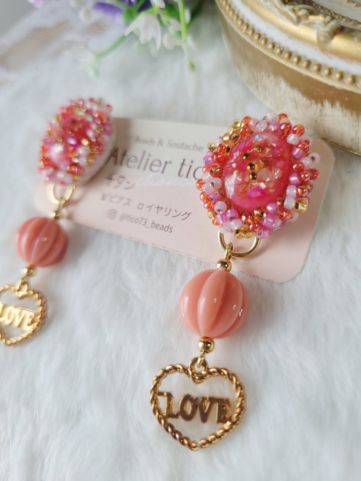 Atelier tico】 ビーズ刺繍 ピアス&イヤリング | 時かざり store