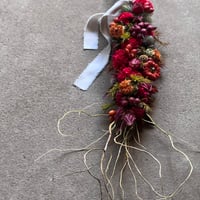 秋のケイトウのスワッグ　完成品(生花)