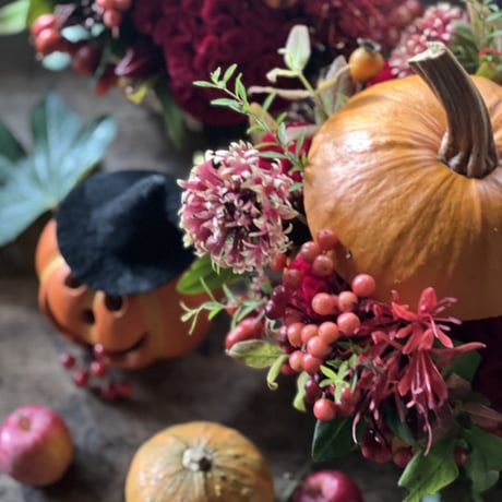 2023 9/30 インスタライブ作成のパンプキンアレンジ完成品🎃