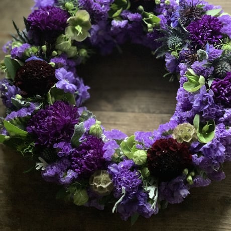 Mother‘s Day Gift リースキット　スターチスと季節のお花のふわリース　violet