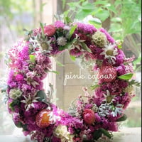 Mother‘sDay Gift リースキット　スターチスと季節のお花のふわリース　pink