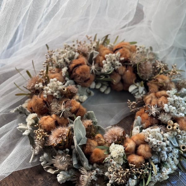 ナンキンハゼとブラウンコットンのナチュラルリース