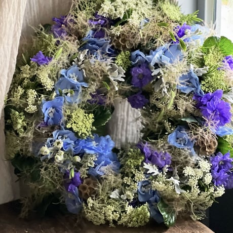 6/12  インスタライブ作成　初夏のふわもこリース　完成品