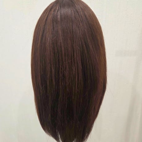 ANEHA プレミアム人毛100％総手植えフルウィッグ 20cm【栗色】 | 軽量・自然な分け目
