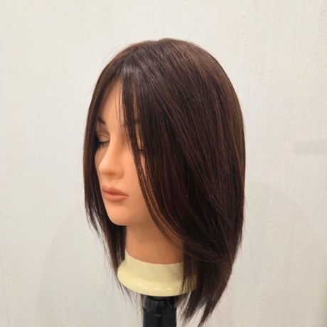 ANEHA プレミアム人毛100％総手植えフルウィッグ 20cm【栗色】 | 軽量・自然な分け目
