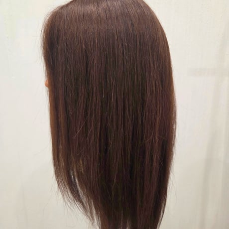 ANEHA プレミアム人毛100％総手植えフルウィッグ 30cm【栗色】 | 軽量・自然な分け目