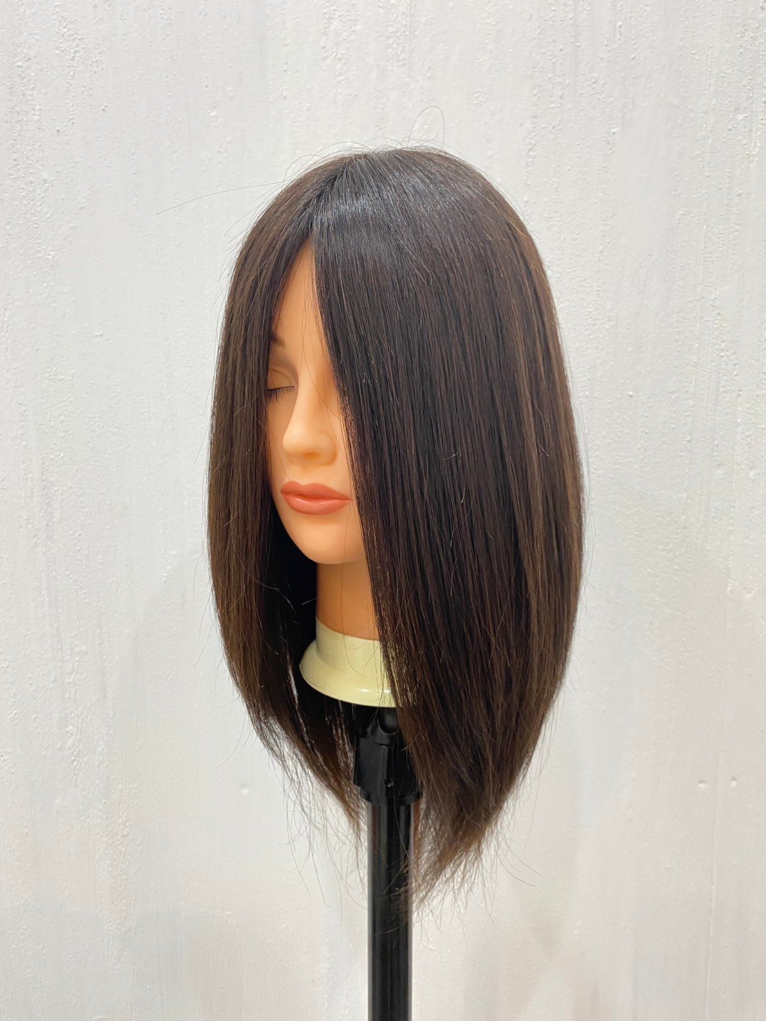 ❤ 新品　最高品質　総手縫い　全人毛　35ｃｍ　医療用　人工皮膚　黒　 艶髪 ❤ ❤ 新品最高品質総手縫い全人毛35cm医療用人工皮膚黒 艶髪 ❤
