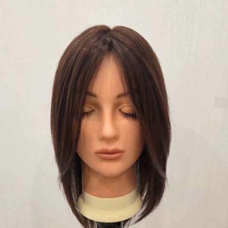 ANEHA プレミアム人毛100％総手植えフルウィッグ 20cm【栗色】 | 軽量・自然な分け目