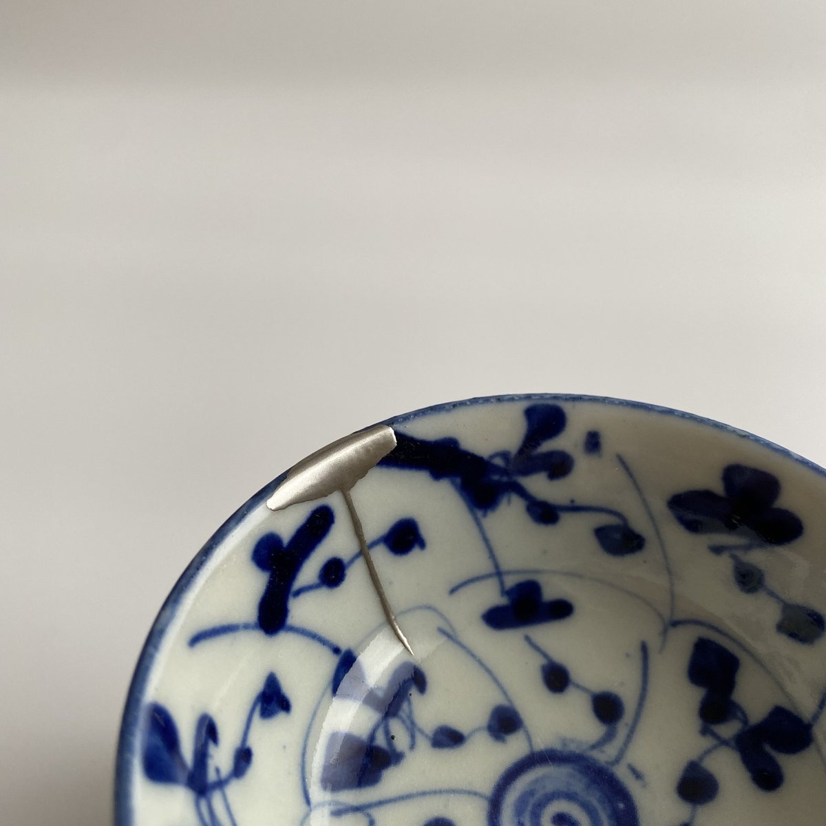 古伊万里染付渦霊芝文（なずな文）煎茶碗１０客「染付なつな文　汲出し」 古伊万里染付渦霊芝文（なずな文）煎茶碗10客「染付なつな文