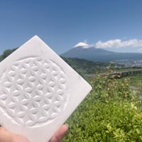 フラワーオブライフ プレート｜四角型（白）18cm