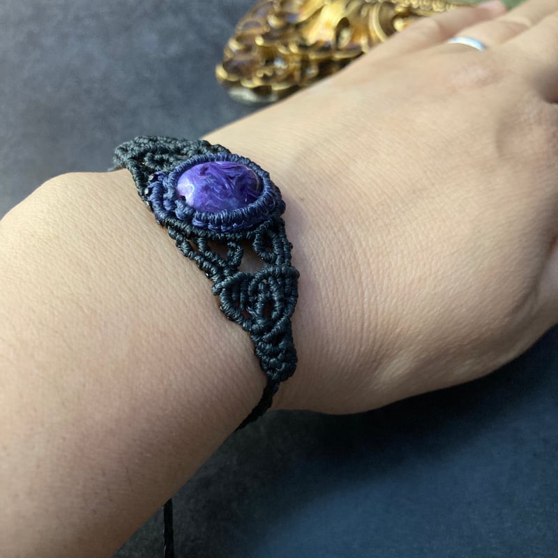 最大級お疲れの方にこそ♡チャロアイト♡マクラメ天然石ブレスレット