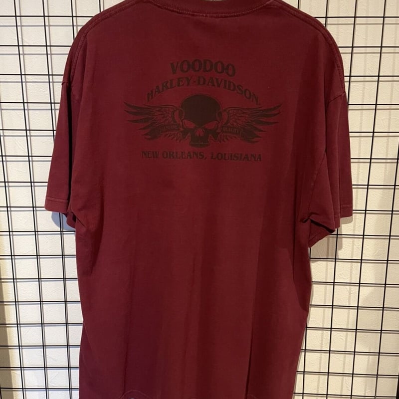 HARLEY-DAVIDSON スカル プリントTシャツ XLサイズ ワインレッド ...