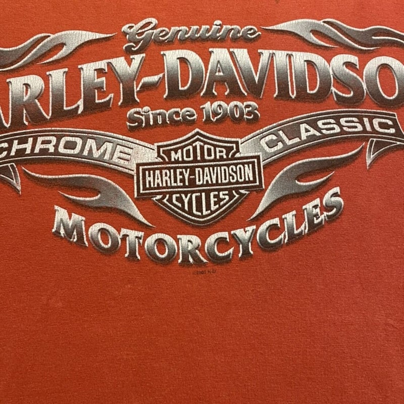 HARLEY-DAVIDSON プリントtシャツ 00's アメリカ製 XLサイズ 朱色 | 