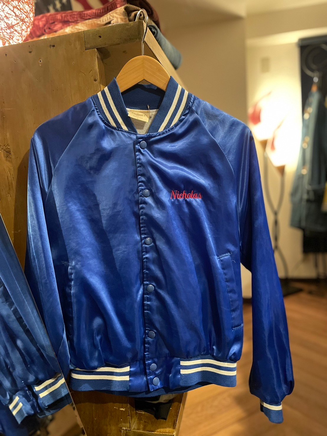 70s HOLLOWAY USA製 スタジャン ヴィンテージ  ブラック 古着 古着 70s USA製 Holloway ウィングフット パッチ メルトン