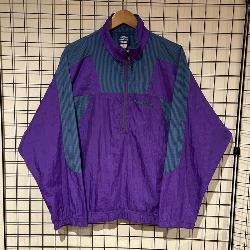 90s UMBRO アンブロ ハーフジップ ナイロンプルオーバー C376ナイロン