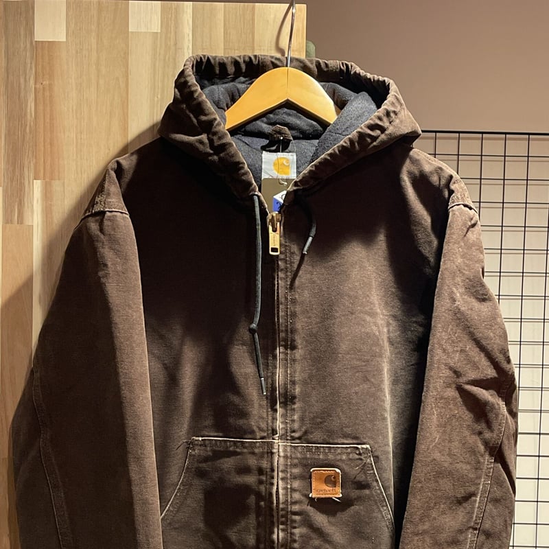 YO71【US輸入】Carhartt アクティブジャケット【2XL】焦げ茶色古着